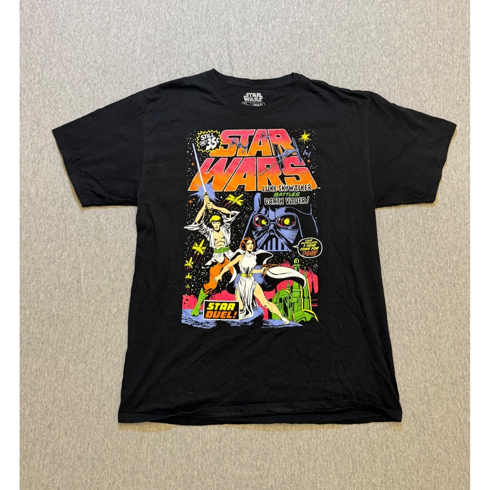 Star Wars Mad Engine Comic Book Graphic T-Shirt Mens Large Black Luke Leia Vader